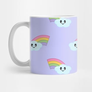 Kawaii Cute Rainbow Pattern in Purple Mug